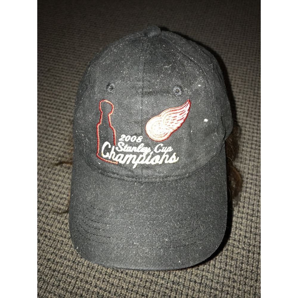 Detroit Red Wings 2008 Stanley Cup Champions Adjustable‎ Hat Black V41 Cap NHL